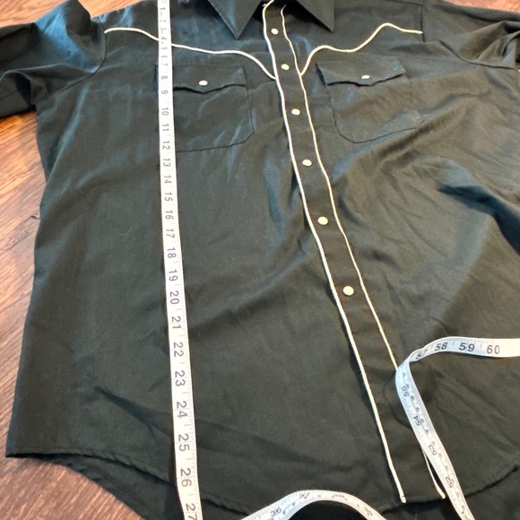 Vintage Sundance Career Club Mens XL Black Western Pearl Snap Shirt White Piping - Picture 5 of 7